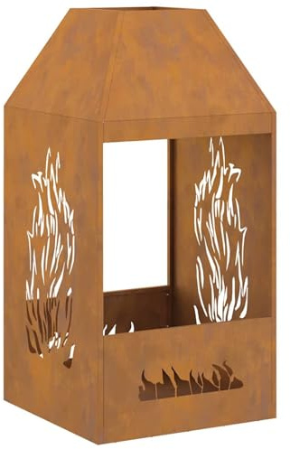 Gecheer Caminetto esterno, focolare in acciaio 50 x 50 x 100 cm, caminetto rettangolare design per giardino, patio e cortili, perfetto per serate con amici e familiari