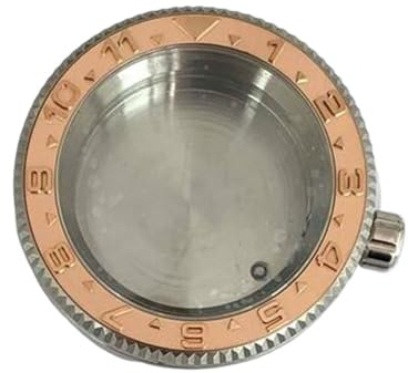 NLNKDTDPAK 42 mm rund burk klockfodral Passar for NH35 NH36 4R35 4R36 urverk i rostfritt stål Safirglasklocka(Convex Rose)