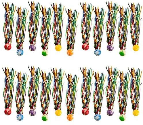 UxuoQxa Flummis für Kinder, Hüpfball Set mit 20 Gummibällen, Flummi mit Schweif für Partyspiele und Mitgebsel, Springball für Indoor und Outdoor Aktivitäten