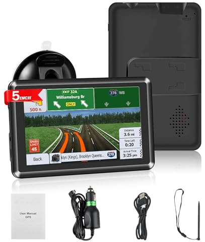 5 Inch Sat Navs for Cars, Truck, HD GPS Navigation with UK Europe Maps, Lifetime Free Updates, Satnav support Postcode Search, Voice Guidance, Speed Camera Alert, Lane Guidance Assist, POI