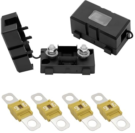 SUCANY 2 Stück ANS Auto-Sicherungshalter und 4 Stück 60A Midi Hochstromsicherung Bolt-on Sicherung,für PKW, LKW, Baufahrzeuge, Busse, Wohnwagen