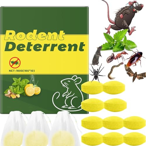 30/20/10 pcs Rattengift Extra Stark mit Pfefferminzöl, Rattengift Portionsköder mit Pfefferminzöl, Mäusegift für Innenräume, Mäuseabwehrmittel Rattenabwehr für Häuser Garten Garagen (10pcs)