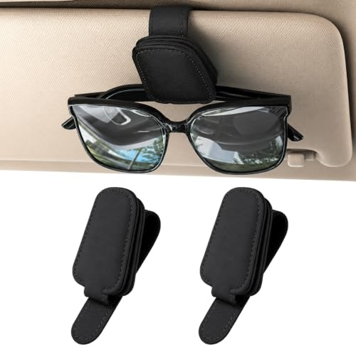 SULIKJHUI 2 Stück Brillenhalter für Auto Sonnenblende, fürer für Alle | Magnetische Auto Visier Brillenhalter, fürer für Alle, Ticket-Kartenclip, Arten von Gläsern Geeignet