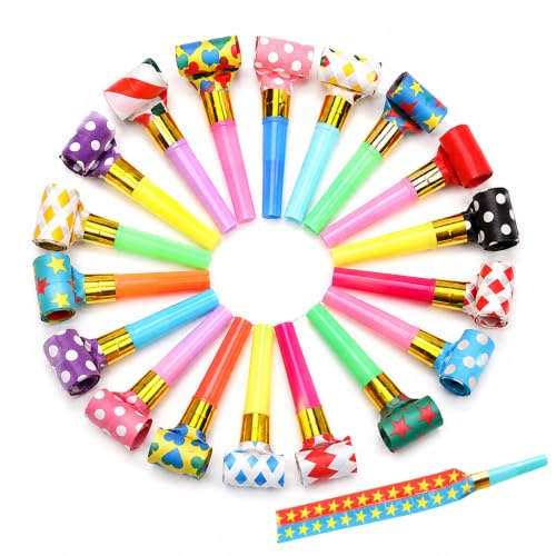 20Stück Tröte,Party Kinder Gebläse,Tröten Kindergeburtstag,Partykrachmacher | Partytröten Luftrüssel Plastik Whistles,,Für Neujahr Geburtstag Party,Weihnachten,Bankett
