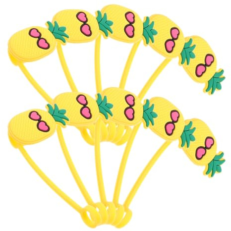 DIYEAH 10 Pezzi Copri Cannucce in Pvc a Forma di Ananas con Occhiali, Tappi Decorativi Riutilizzabili per Cannucce, per Attività All'aperto