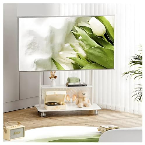 Soporte De TV Móvil con Ruedas, TV Rodante con Estantes De Almacenamiento De 2 Niveles, Soporte De TV Portátil Ajustable En Altura para Televisores De 50-75 Pulgadas, para Sala De Estar,