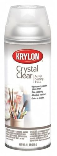 Krylon K01303007 Acrylic Spray Paint Crystal Clear Aerosol, Gloss Large Can, 11 Ounce (Pack of 1)