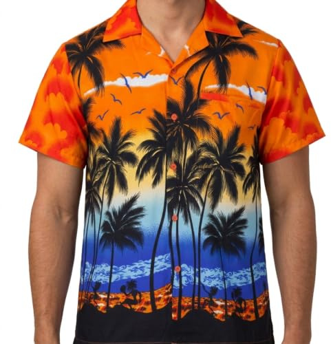 Chemise Hawaienne Court Manche Décontractée pour Hommes - Chemises de Fête de Plage et d'Enterrement de Vie de Garçon