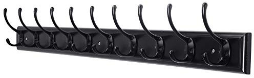 Dseap Garderobenleiste: 97cm lang robuste hakenleiste mit 10 haken, kleiderhaken wand, wandgarderobe, garderobenhaken für mäntel, handtüchern, hüten, kleidung, bambus,schwarz