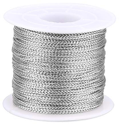 G2PLUS 100m Silber Metallic Schnur, 1mm Silberfaden Kordel DIY Bastelschnur, Verpackungsschnur für Geschenkpapier, Dekoration, Handwerk