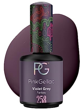 Pink Gellac Gel Nagellack UV, Veganes Nagelgel - 258 Violet Grey 15 ml | Gelnagellack für UV Lampe, Einfache Anwendung Nail Polish für 14 Tage Salonqualität, Gellack Made in Holland