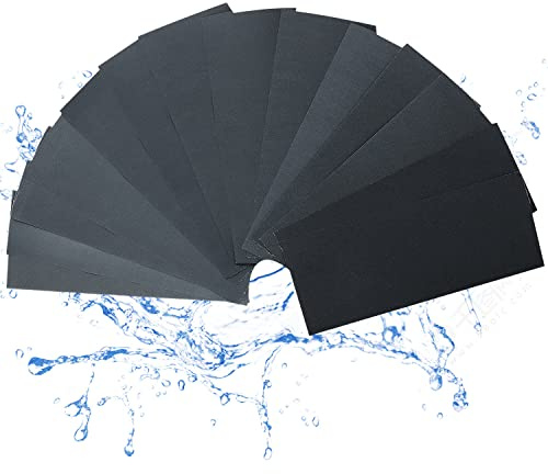 14 hojas de papel de lija al agua en húmedo y seco, surtido para muebles, pasatiempos y mejoras para el hogar, grano de 4006008001000120015002000 hoja de papel abrasivo 9 x 9 cm