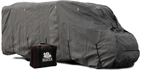 HAFIX Wohnmobil-Ganzgarage 600 x 240 x 260 cm, 3-lagig, 160 g/m², grau | Wetterfeste 3-lagige Ganzgarage aus SFS für Regen, Schnee, UV-Strahlung und Hagel; Materialgewicht 160 g/m².