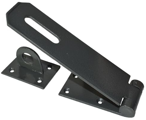 Garden Mile Robuste Haspe und Klammer, 180 mm x 50 mm, Karbonstahl, für Außen- und Innenbereich, für Türen, Zäune, Gartenhäuser, Sicherheit, wetterfest
