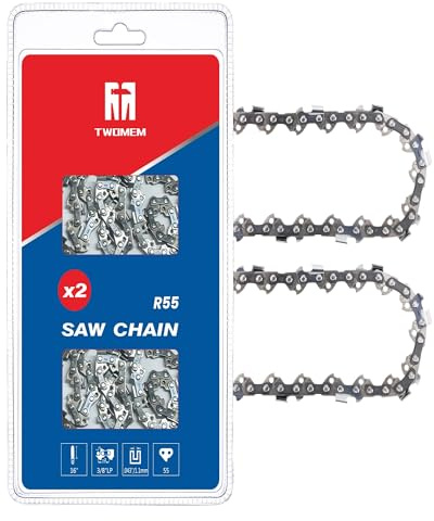 2-Pack 16 Inch Chainsaw Chain R55, 3/8” LP Pitch, .043” Gauge 55 Drive Links Compatible Replacement for 16 Inch Bar fits Stihl, McCulloch and More