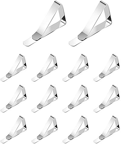 XHNFCU 14 Pack Stainless Steel Tablecloth Clips Silver Table Cover Clamps, Table Cloth Holders, for Parties, Dining, Party, Camping, Outside