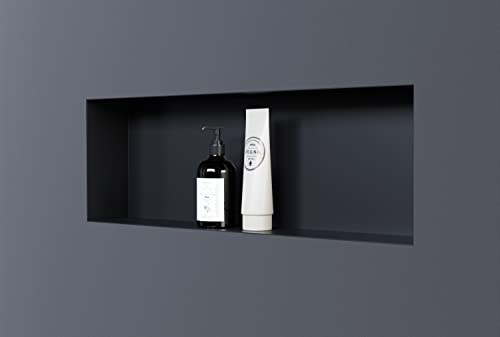 BERNSTEIN® Wandnische aus Edelstahl NT206010X randlos -20 x 60 x 10 cm Einbauregal, befliesbare Wandnische mit Flexibler Einbau- Ideale Duschablage - Farbe:Schwarz