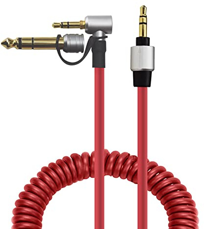 Toxaoii 3.5mm to 3.5mm & 6.5mm Replacement Audio Aux Auxiliary Cable Wire Compatible with Monster Beats by Dr Dre Solo Pro Detox Edition Headphones Extension Cord (Red, 6-10ft)