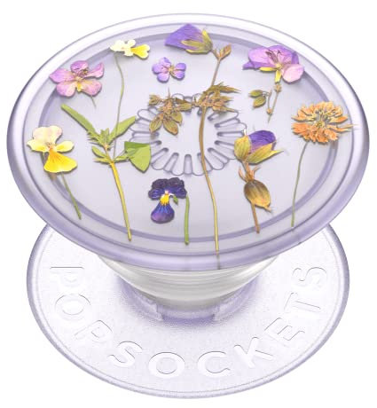 PopSockets : PopGrip Plant - Support et poignée Extensible fabriqué avec des matériaux à Base de Plantes avec Un Dessus Interchangeable pour Smartphones et tablettes - Purple Fields 806198
