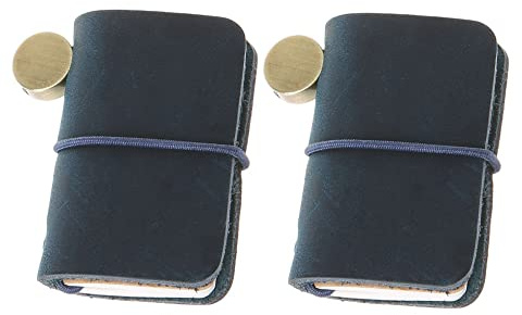 TopHomer Kleines Leder-Reise-Notizbuch, Mini-Größe, personalisierbar, nachfüllbar, Miniatur-Notizbuch, Tagebuch für Schriftsteller, Dichter, Reisende (blau), 2 Stück