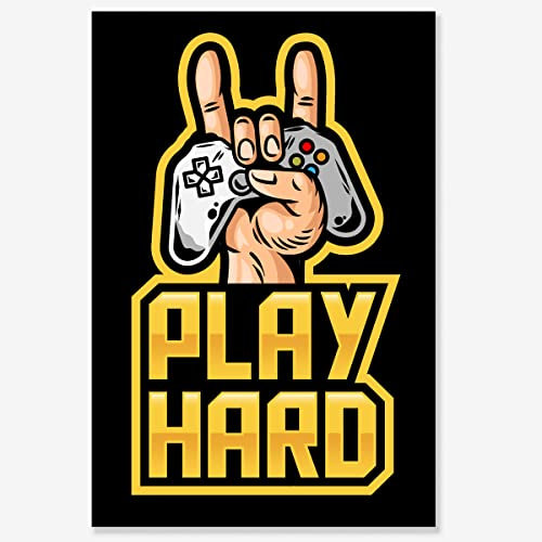 Play Hard Vinyl Aufkleber Gaming Zimmer Dekor Jungen Schlafzimmer Zubehör Gamer Wandkunst Türschild Kinderzimmer Tapete Dekoration Teenager Geschenk