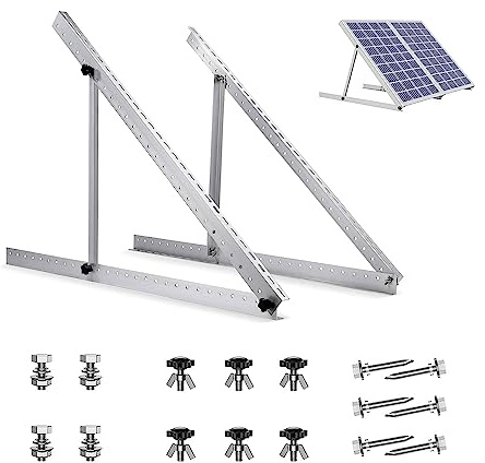 JOLIGAEA 2 Piezas Soporte de Panel Solar, 45 Pulgadas Soportes de inclinación del panel solar con ángulo ajustable de 0 a 90°, Soporte para paneles solares de 100 W a 600 W, Para Techo, RV, Barco