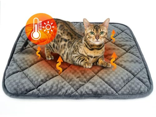 ARGOPET Selbstheizende Katzenmatte, selbstwärmendes und gemütliches Katzenbett (40,6 x 50,8 cm) Thermo-Haustierkissen mit rutschfester Unterseite, maschinenwaschbar, Haustierbett für Haustierkäfige im