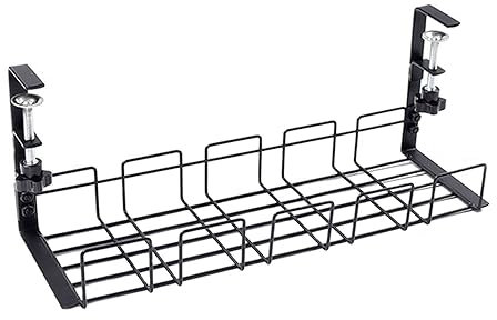 Hniuyun Under Desk Cable Management - No Drilling, Steel Cable Organizers, Tray for Home, Office (40.5x13x16cm)