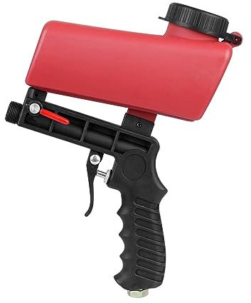 Sprühpistole Einstellbare Strahlmaschine Sandstrahlpistole Pneumatisches Sandstrahlset Roststrahlgerät Pneumatisches Strahlpistolen-Set(7090 Red)