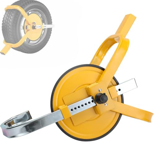 CDZHLTG Radkralle Parkkralle Reifenkralle mit Sicherheitsschloss 2 Schlüssel- sichere Diebstahlsicherung Wegfahrsperre für PKW, Wohnwagen, Anhänger, Reifenbreite 220mm Räder 13-15