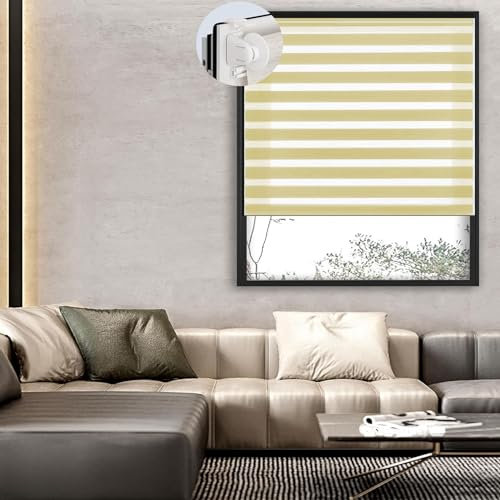 Verdunkelungsrollo Klemmfix ohne Bohren 110 x 200 cm Hitzeschutz, Sichtschutz Thermorollo Verdunkelungsrollo Größe und Farbe wählbar für Tür & Fenster, Beige