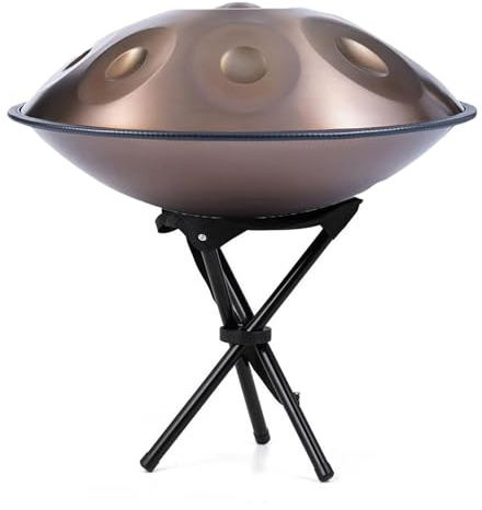 22-Zoll-Stahl-Handpan-Trommel, d-Moll 9-Noten-Handtrommelinstrument, 432 Hz harmonisches Schlaginstrument, für Klangheilung, persönliche Meditation, Gold