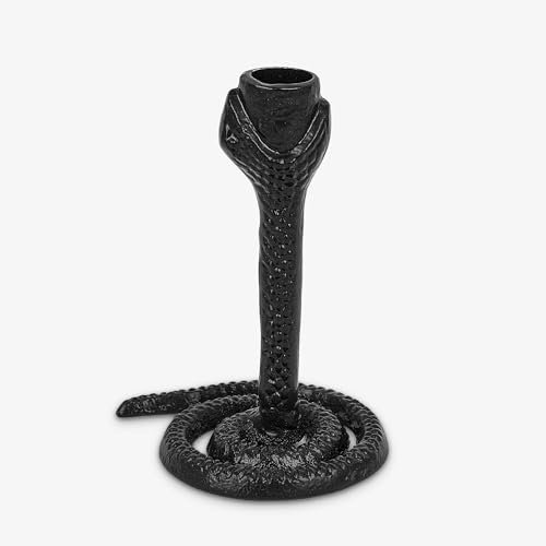 Luminara Soporte cónico de serpiente de hierro forjado negro para Luminara sin llama en movimiento, 4.75 x 6.25 pulgadas