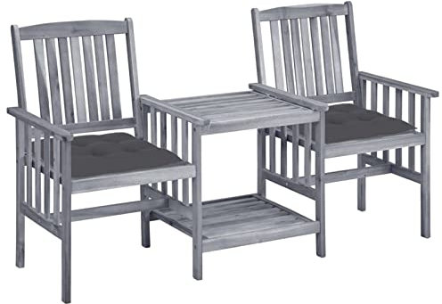 ARKEM Gartenstühle mit Teetisch und Kissen Gartensessel Garten Set Balkonsessel StüHle FüR DraußEn Terrassen Stuhl Massivholz Akazie - 3061317