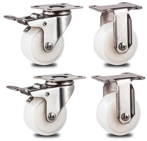 Kleine Möbelrollen, Schwenkplattenrollen, mobile Trolleyrollen, 360-Grad-Geräuschlose Räder für industrielle Tischschrankregale, 4er-Pack, Weiß (Universal 50 mm) (Weiß 40 mm) (Standard + Bremse 40 mm