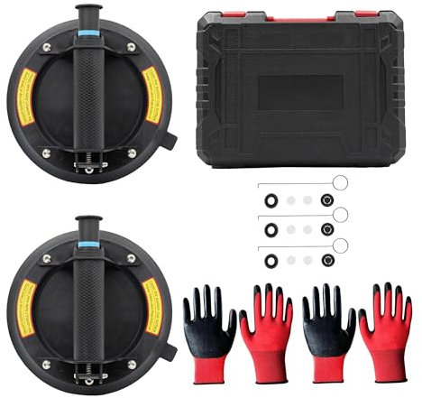 2 Stück, 8 Durchmesser schwerer Vakuum-Saugnapf zum Ersetzen von Windschutzscheiben, Fliesen, Marmorböden, Glastüren. Glassaugnapf zum Anheben von großen Gläsern, Fliesen. Industrieller Glasheber mit