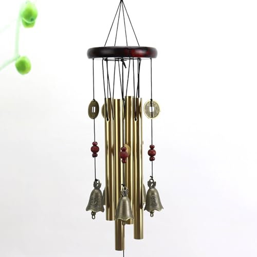 WPKD BLUEIY Carillonsà Vent,Carillons Éoliens en Bois et en Métal,Carillons éoliens de 19 Pouces à Suspendre pour L'extérieur, Porte de Dégagement, Balcon, Décoration de la Maison (220g)