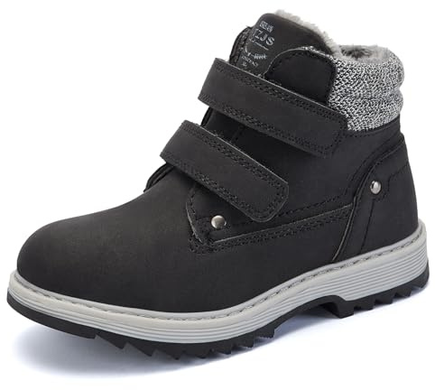 TZJS Bottes classiques unisexes pour enfants garçons filles bébé, bottes d'hiver avec fermeture velcro, imperméables, bottines, bottes de neige, bottes de travail, antidérapantes, trekking, chaussures