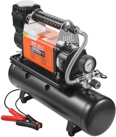 VEVOR Compresor de Aire de Alta Resistencia de 12 V con Kit de Tanque de 6 L, 6,35 CFM, 150 PSI con Inflador de Neumáticos con Manómetro Digital para Camiones, Automóviles, SUV, 483 x 150 x 390 mm