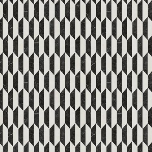 VINYL FLOORING UK Black-White Designer Effect Vinyl Flooring Sheet For Kitchen Bathroom Living Room Dining Room 2.5mm Thick With Textile Backing 10 Years Warranty-1m(3'3) X 3m(9'9)-3m²