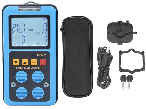 Moniteur de Gaz, 4 Détecteurs de Gaz à Haute sensibilité, 3 Modes D'alarme, Plusieurs Options de, écran rétroéclairé, Large Gamme d'applications. Détecteur de Gaz Portable