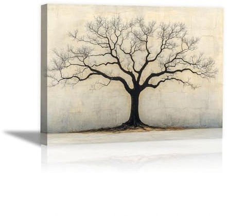 BOHUO Albero della vita Grande Stampa su tela, Albero minimalista Quadri su tela Quadri Moderni Poster Decorazioni da parete per Soggiorno - 70x100cm Incorniciato(Nero)