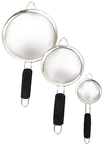 MOLUCKFU 3stücke Edelstahl Küchensieb Feinmaschig Handliches Haushaltssieb Mit Hitzebeständigem Griff Für Mehl Gewürze Gemüse Langlebiges Bpa-freies Strainer Vielseitiges Abtropfen Und Sieb