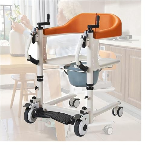 Patient Lift Transfer Chair for Home, Nursing Bedside Commode for Elderly Patient Disabled, High Load Capacity Multifunctional Nursing Homes Hospitals Shower Chair with Wheels