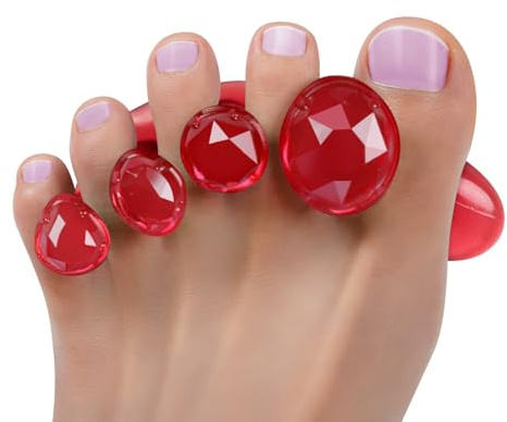 Tech Love Gel Toe Separators 1 Pair with Storage Box, Toe Spacers for Restoring Toes to Original Shape, Bunion Correctors for Women to Relax Toes, Yoga Practice, Bunion Relief, Hammer Toes, Red