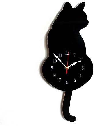 Veemoon Moderne Acryl-Katzenuhr Als Wanddekoration - Geräuschlose Pendeluhr Für Katzenliebhaber Stilvolle Rahmenlose Wanduhr Für Jungen Und Mädchen Perfektes Wohnaccessoire