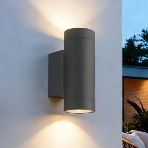 EBION Aussenlampe Wand,AußEnlampe Up Down,Wandleuchte GU10,Aluminium | Leuchten Aussen,Wandlampe Aussen,Outdoor Lampe Ausenbeleutung Hauswand,IP65 Wasserdicht,Anthrazit (Ohne Leuchtmittel)