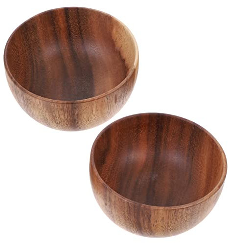 Ciieeo 2pièces Lot De Bols Ronds Bois Coupe à Fruits Et Légumes Boîte à Salade Pour Service Et Rangement Décoratif Pour Restaurant Et Maison