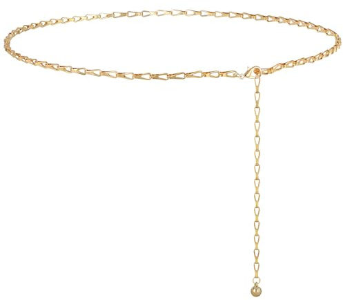 JasGood Damen Taillenkettengürtel Mode Kettengürtel,A-Gold,110cm
