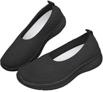 Chaussures de ballerine pour femme - Semelle souple - Chaussures en tricot plates - Antidérapantes - Légères et respirantes - Chaussures pieds nus - Élégantes - Chaussures de ballet - Fond épais